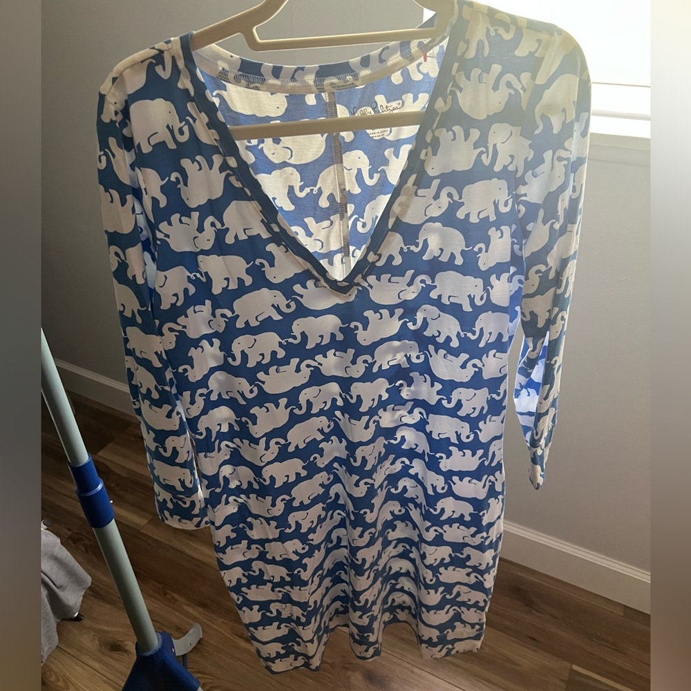 Lilly Pulitzer Blue and White Cotton Fabric